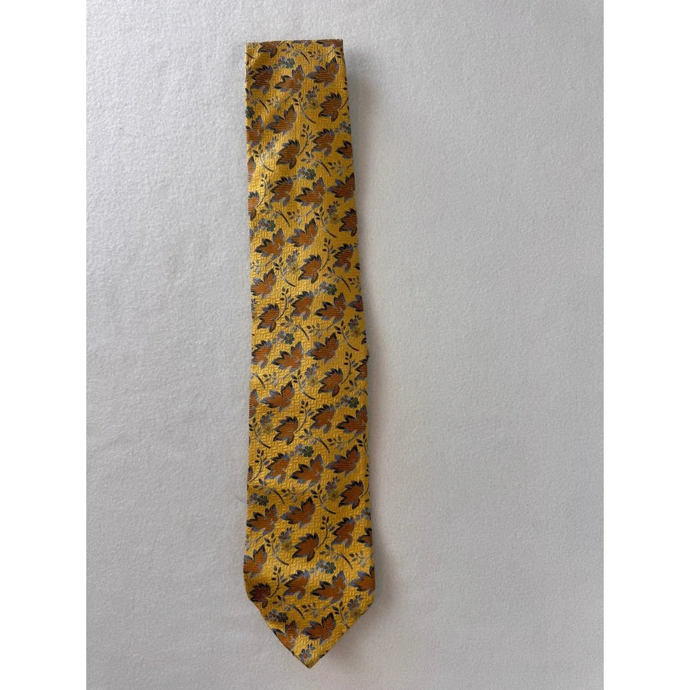 XMI Platinum Men's Gold Floral Jacquard Necktie Old Money Preppy Dress Tie